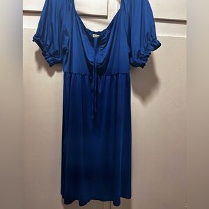 Blue Puff Sleeve Dress. Casual dress